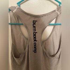 Black and white striped burn boot camp tank